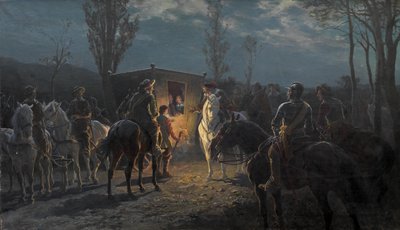 Night Scene. Riders Stopping a Noble Carriage by Julius von Blaas  